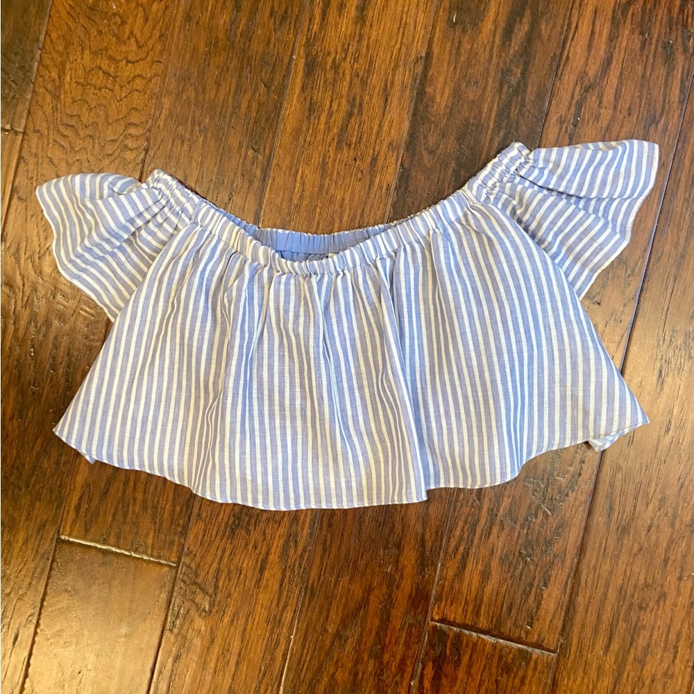 TJD Sz Large blue white striped crop top